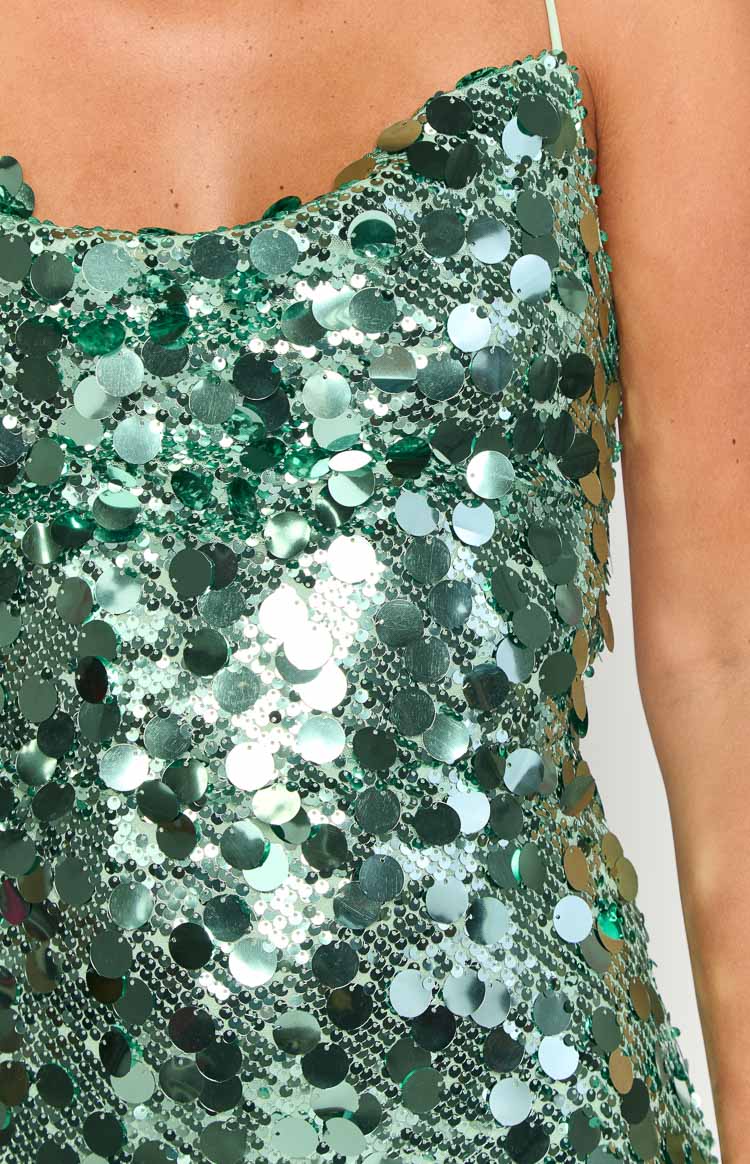 Vivienne Sequin Mini Dress in Aqua 6