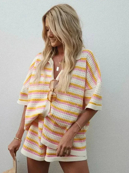 Margot Knit Co-Ord Set with Contrast Stripes Multi 1