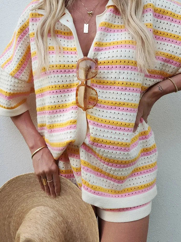 Margot Knit Two-Piece Dress with Contrast Stripes Multi 3