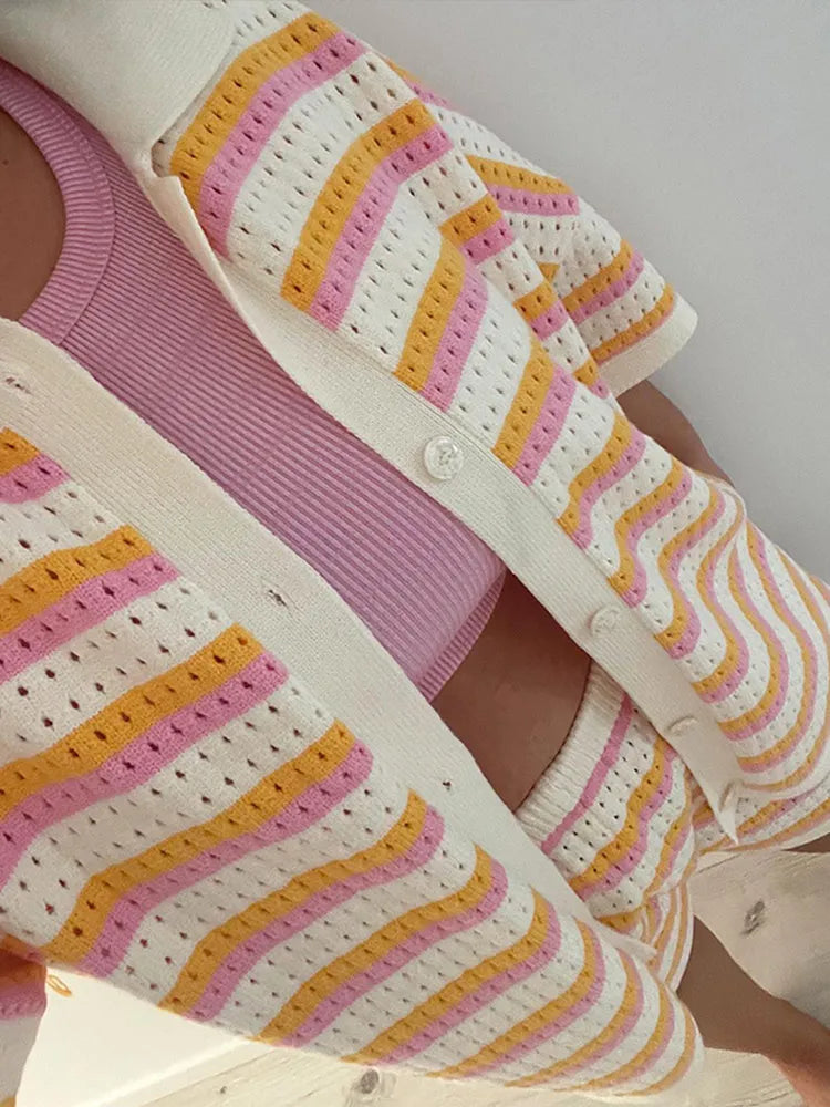 Margot Knit Co-Ord Set with Contrast Stripes Multi 4