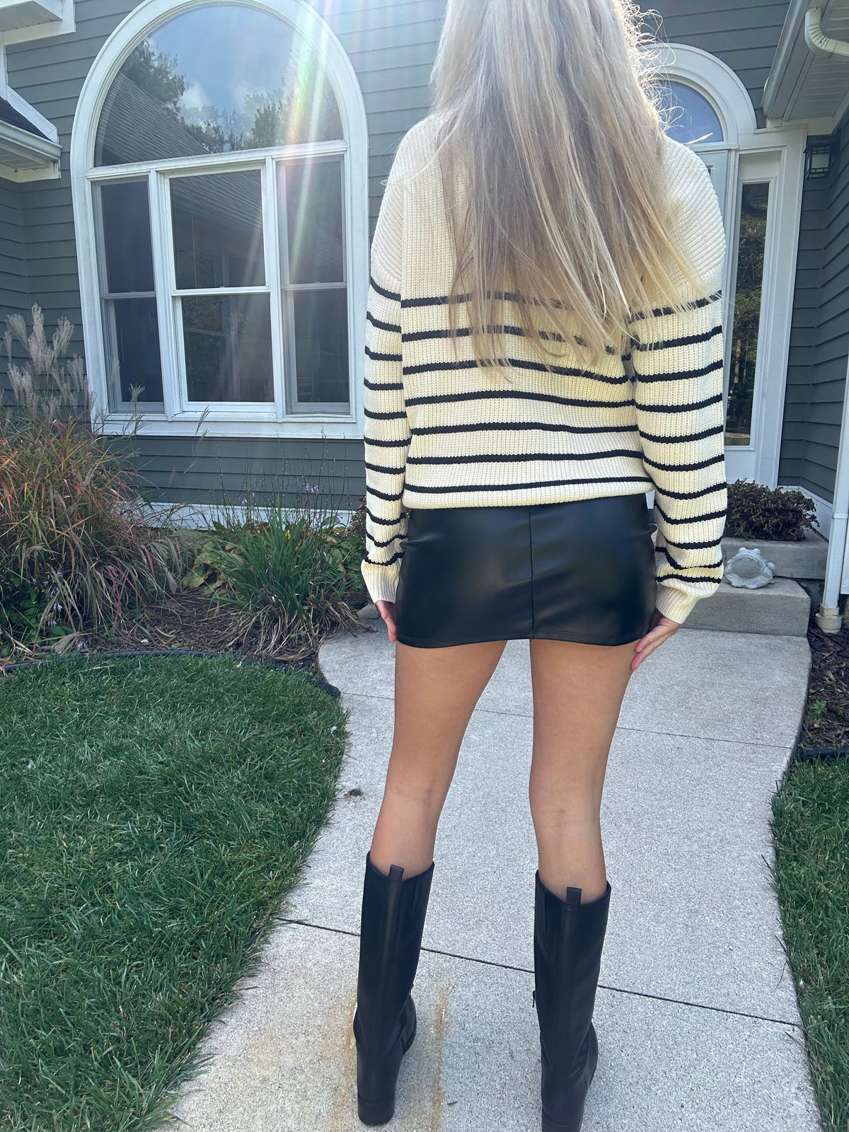 Juniper Striped Knit Sweater Black 8