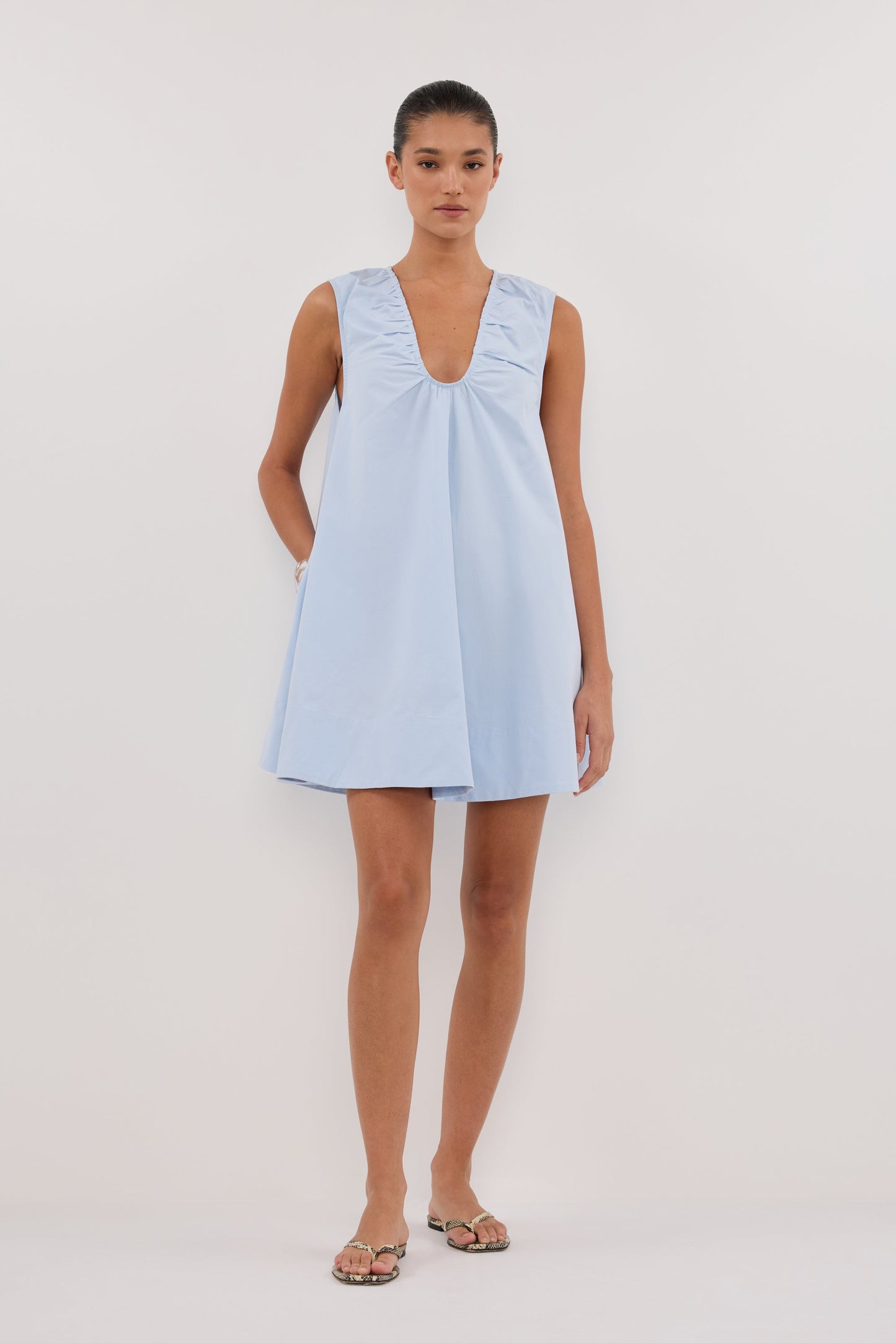 Gabby Cornflower Cotton Mini Dress CORNFLOWER 1