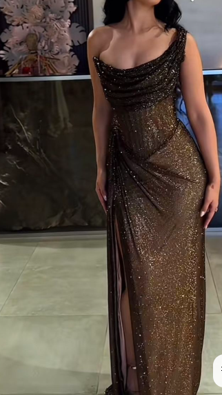 Valentina Sequin One-Shoulder Dress Custom Color( Add the color in the Order special instructions) 4