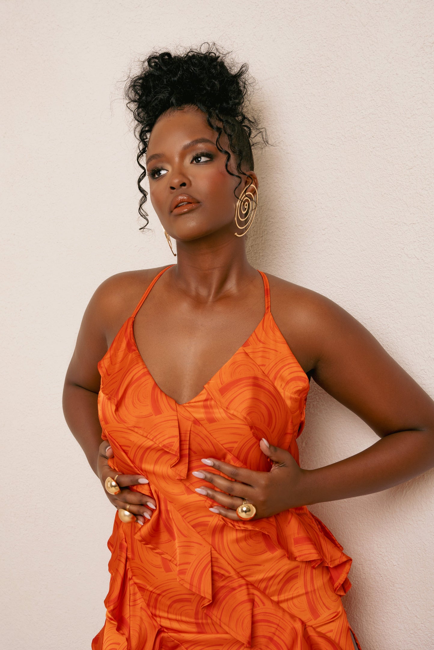 Iza Orange Ruffle Maxi Dress 6