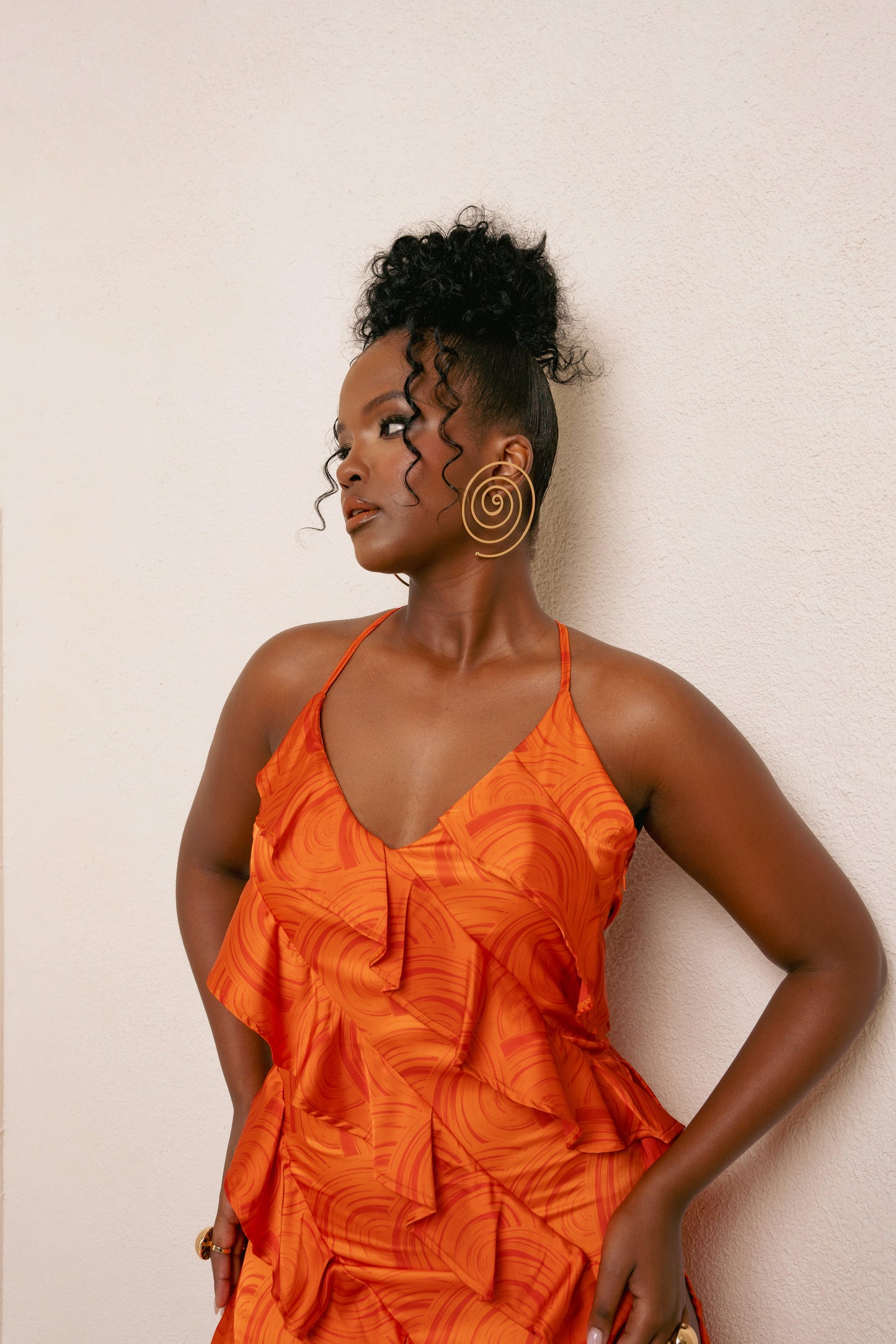 Iza Orange Ruffle Maxi Dress 8