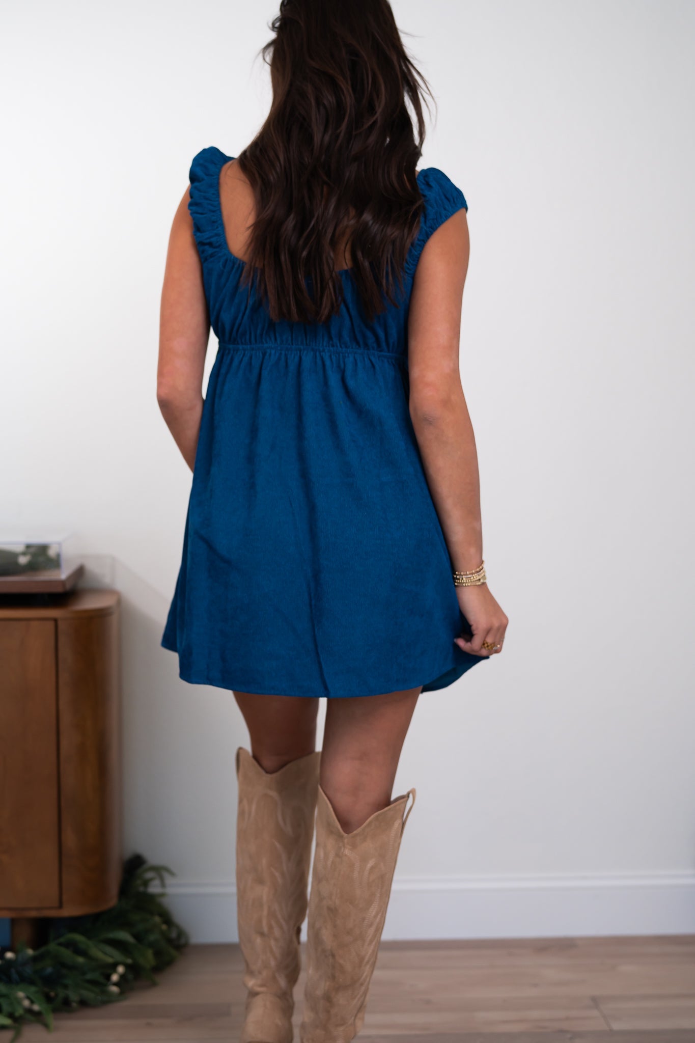 Violet Corduroy Babydoll Mini Dress 9