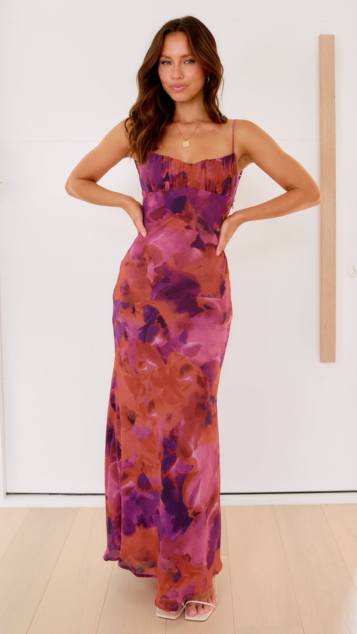Margie Satin Midi Dress Dark Rose 4