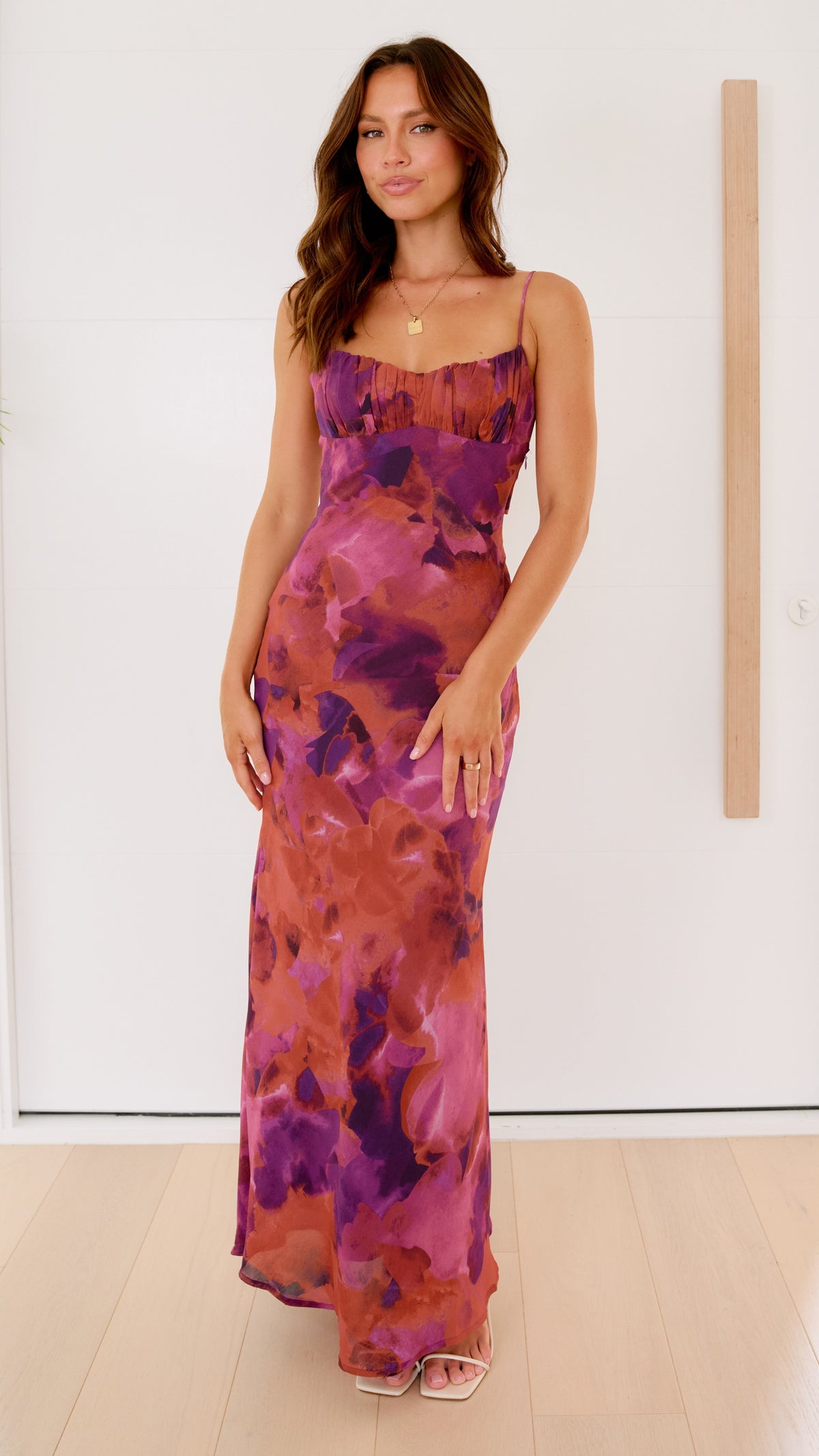 Margie Satin Midi Dress Dark Rose 8