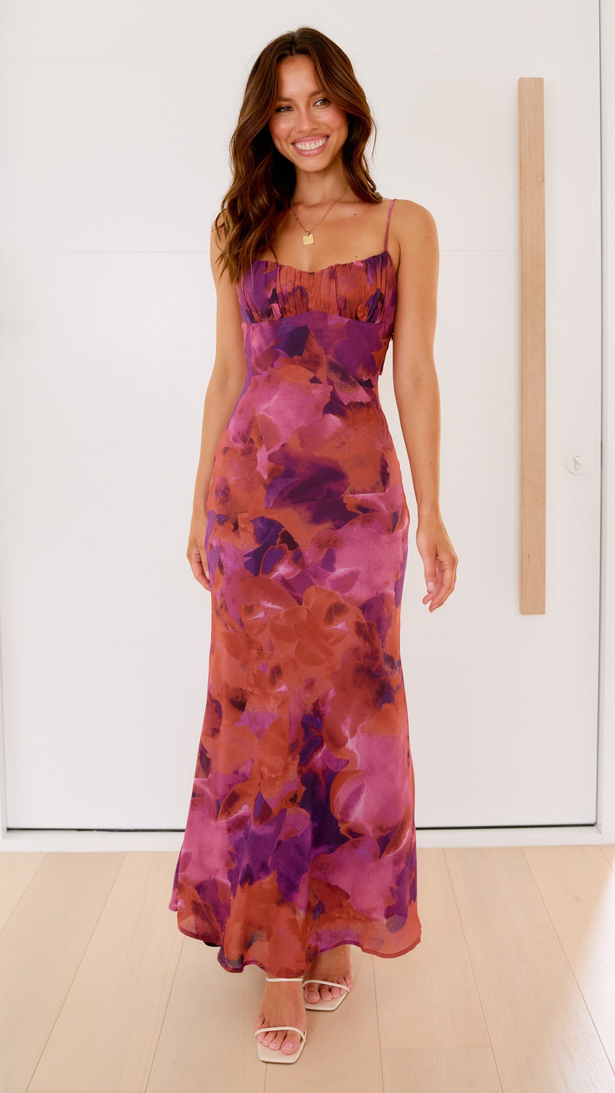 Margie Satin Midi Dress Dark Rose 1