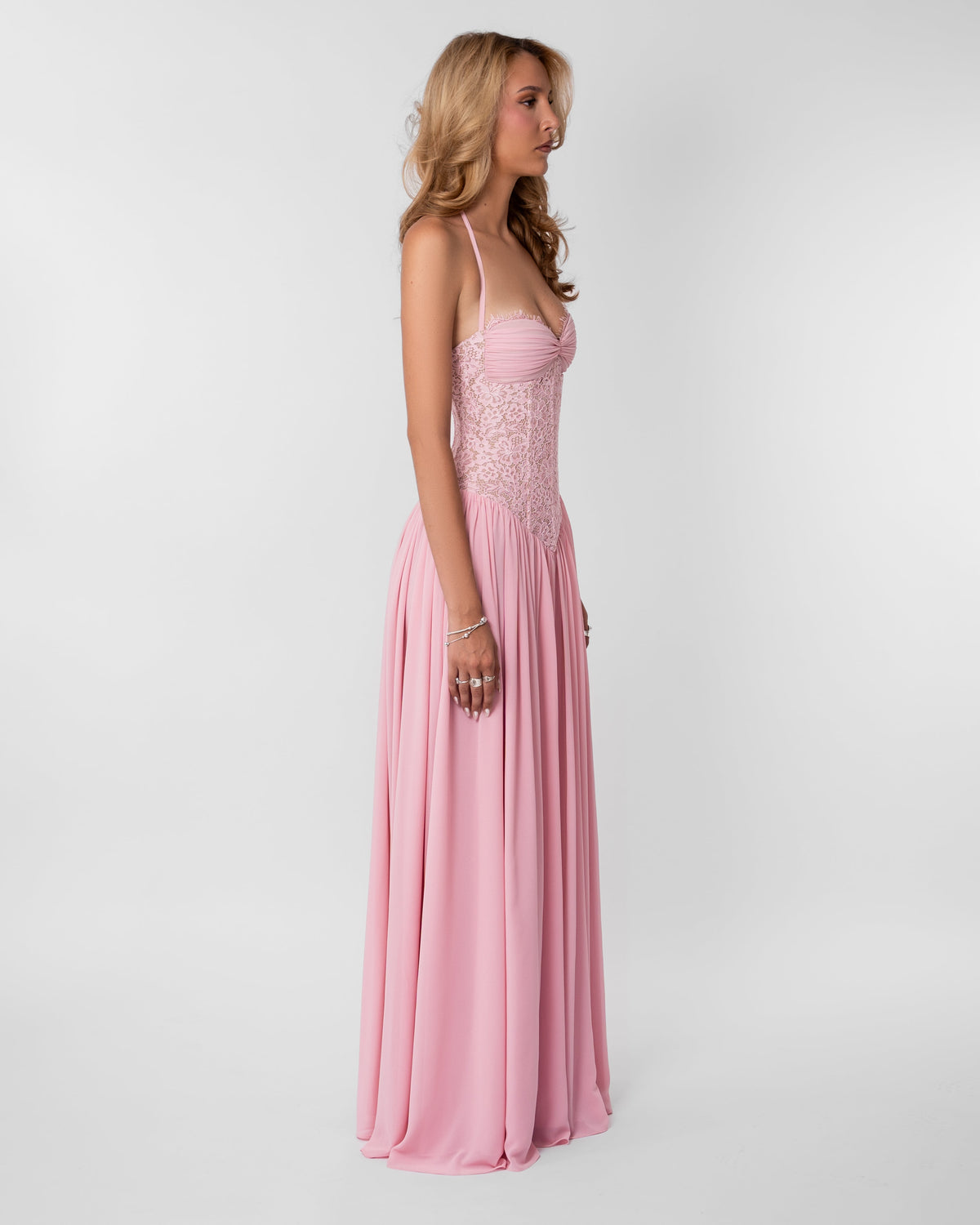 Faye Corset Lace Maxi Dress Pink 3