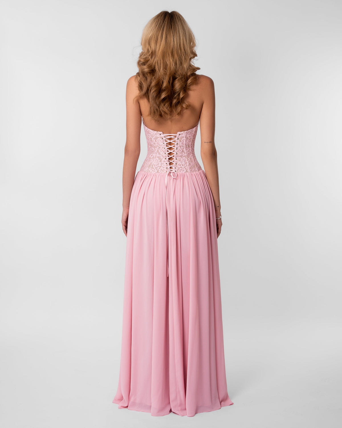 Faye Corset Lace Maxi Dress Pink 4