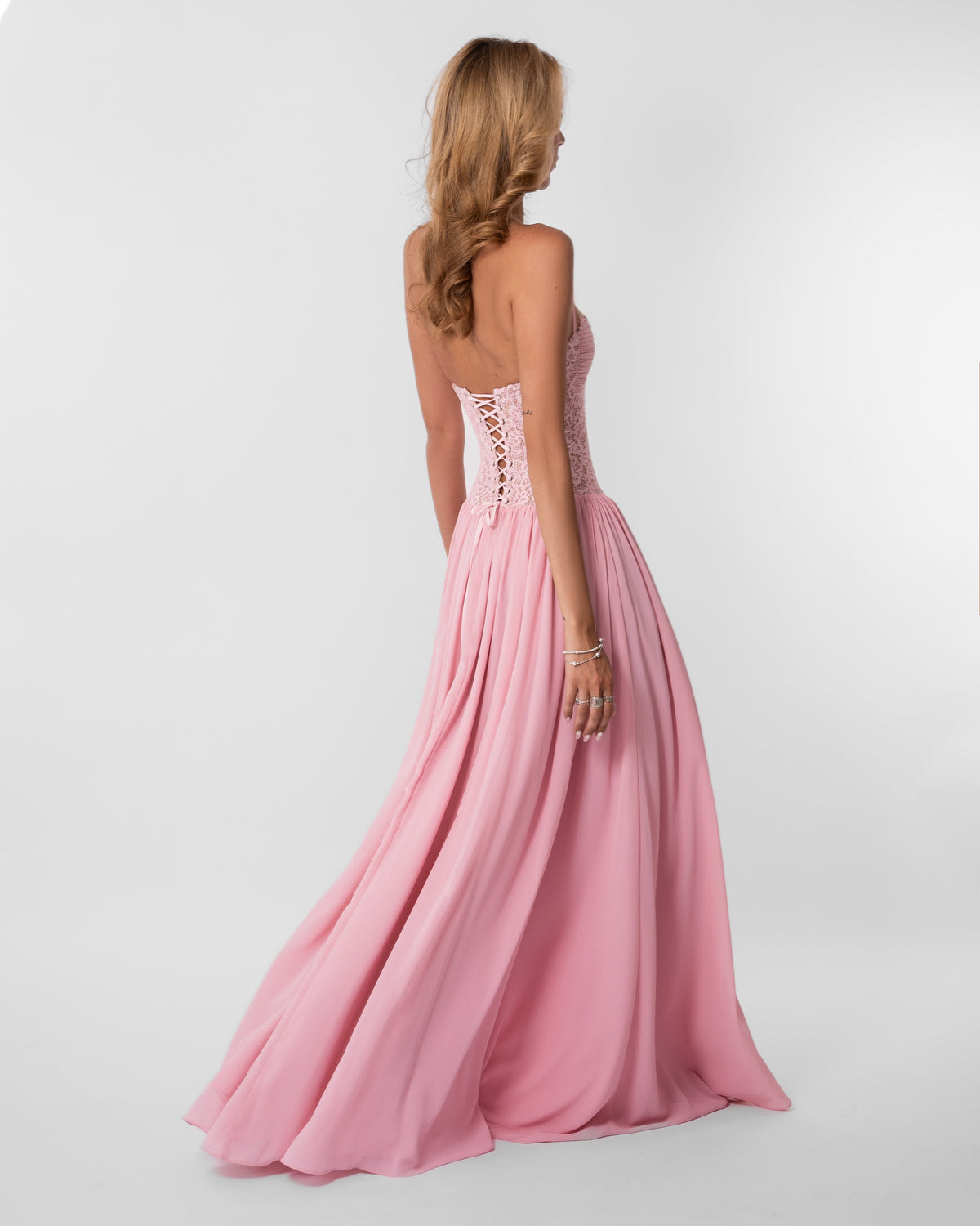 Faye Corset Lace Maxi Dress Pink 5