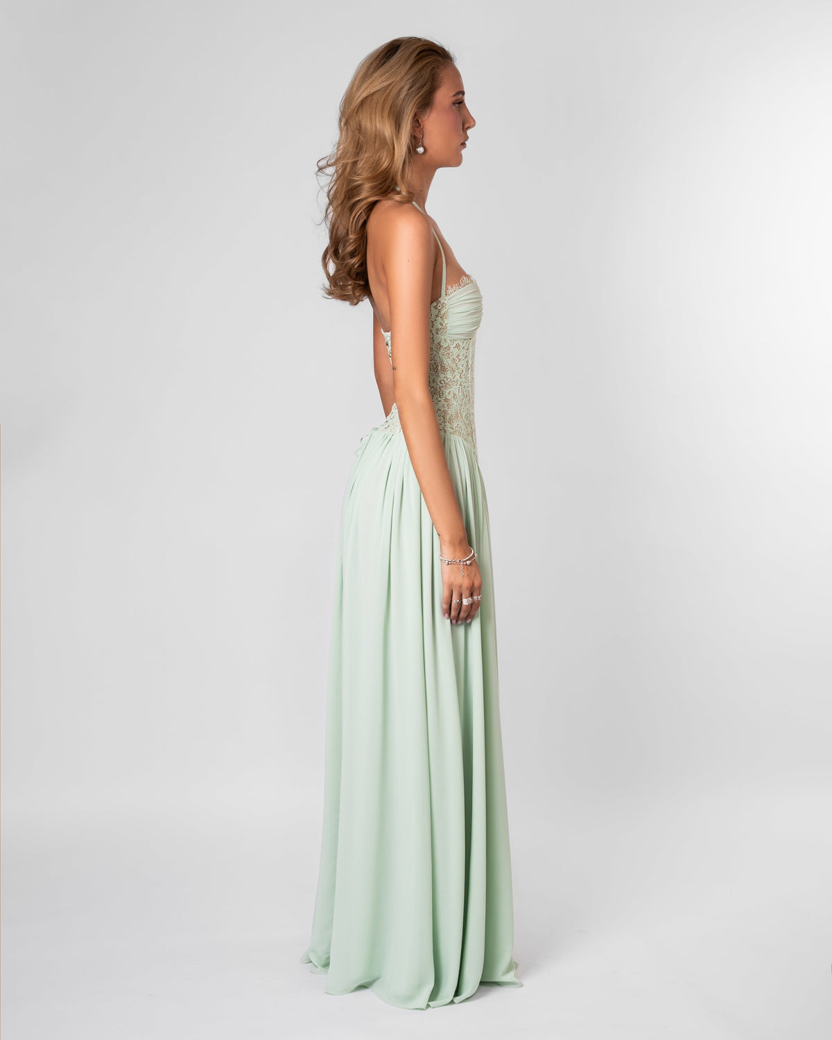 Faye Corset Lace Maxi Dress Mint 5