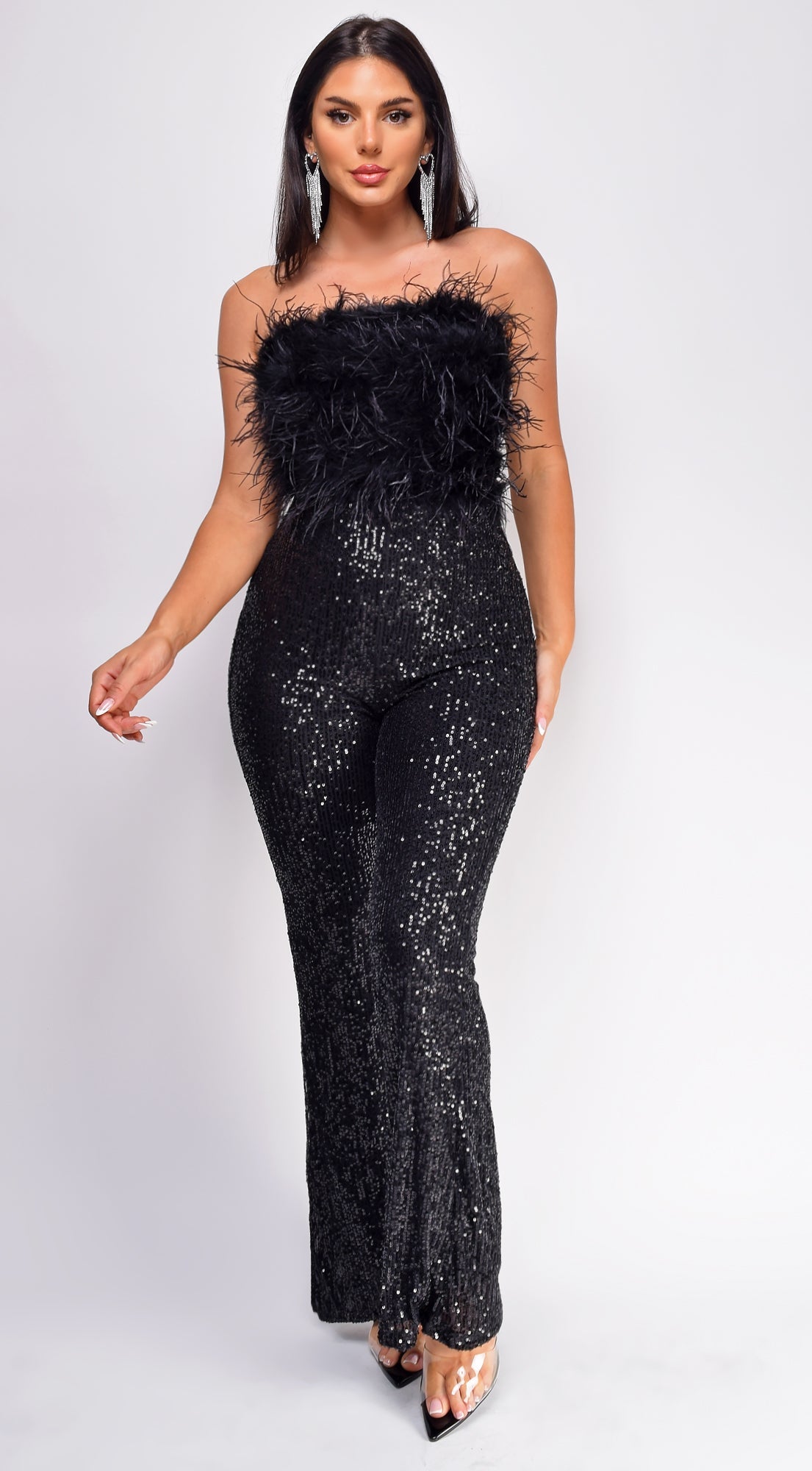 Astrid Black Sequin Jumpsuit Black 4