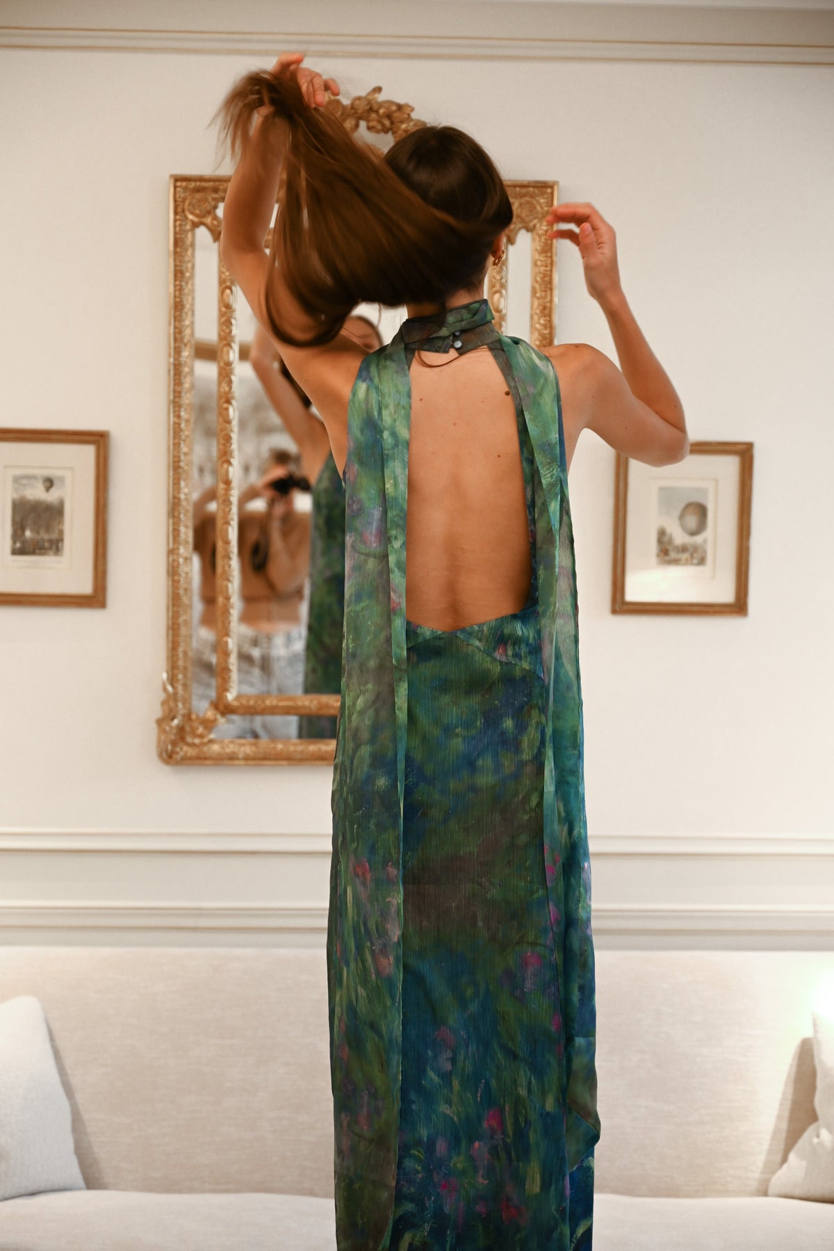Yllw Monet Satin Midi Dress Irises 2