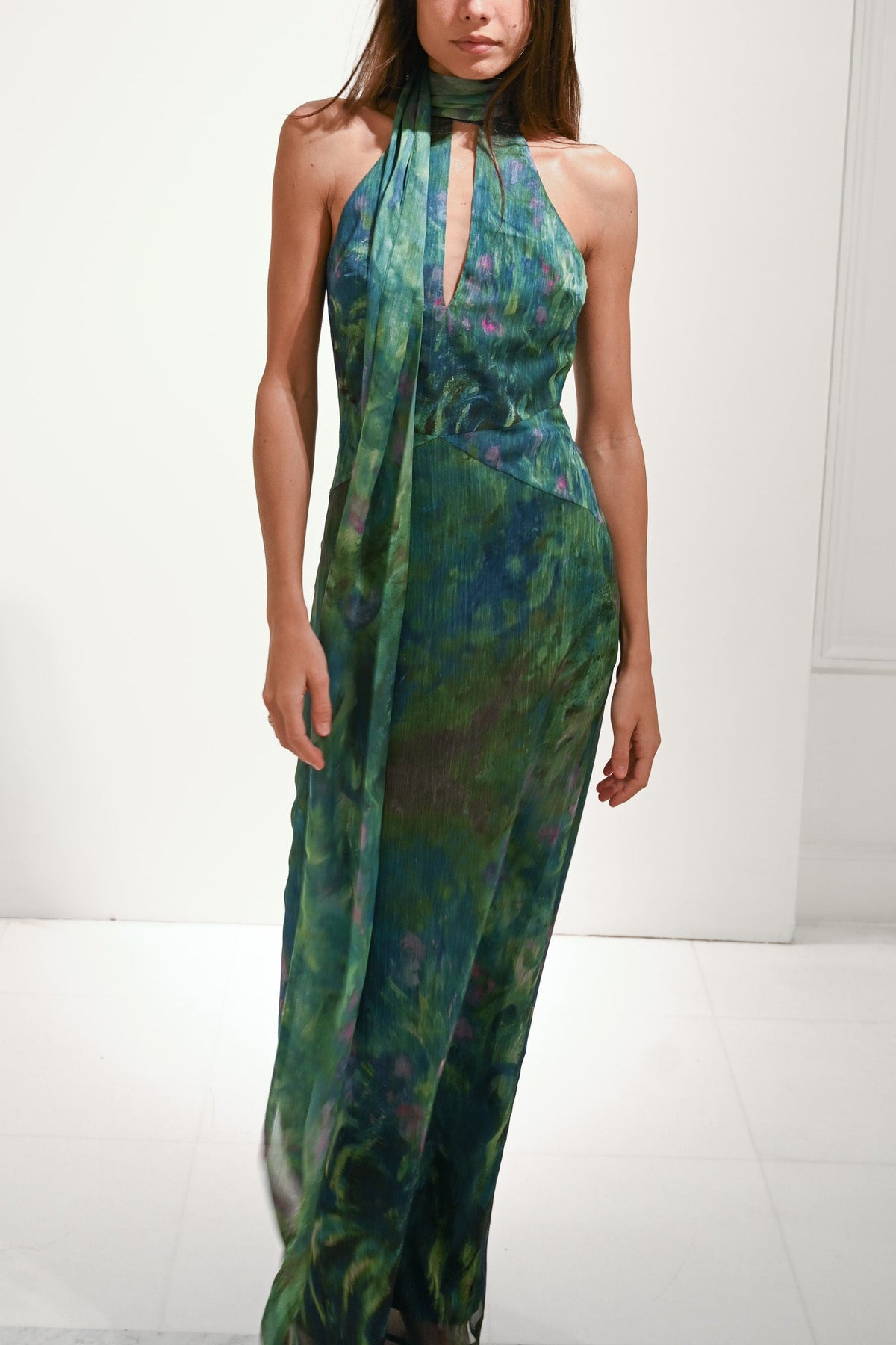 Yllw Monet Satin Midi Dress Irises 4
