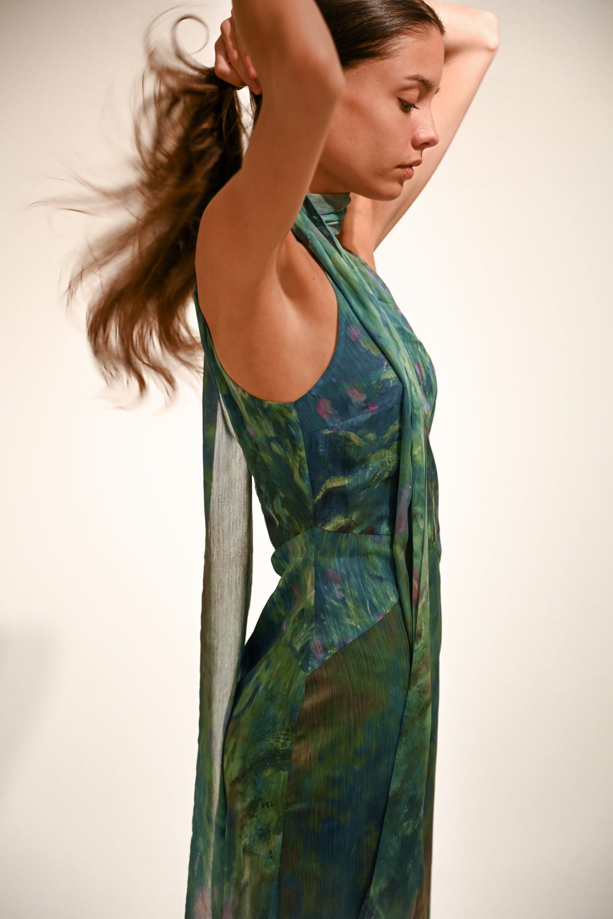Yllw Monet Satin Midi Dress Irises 5