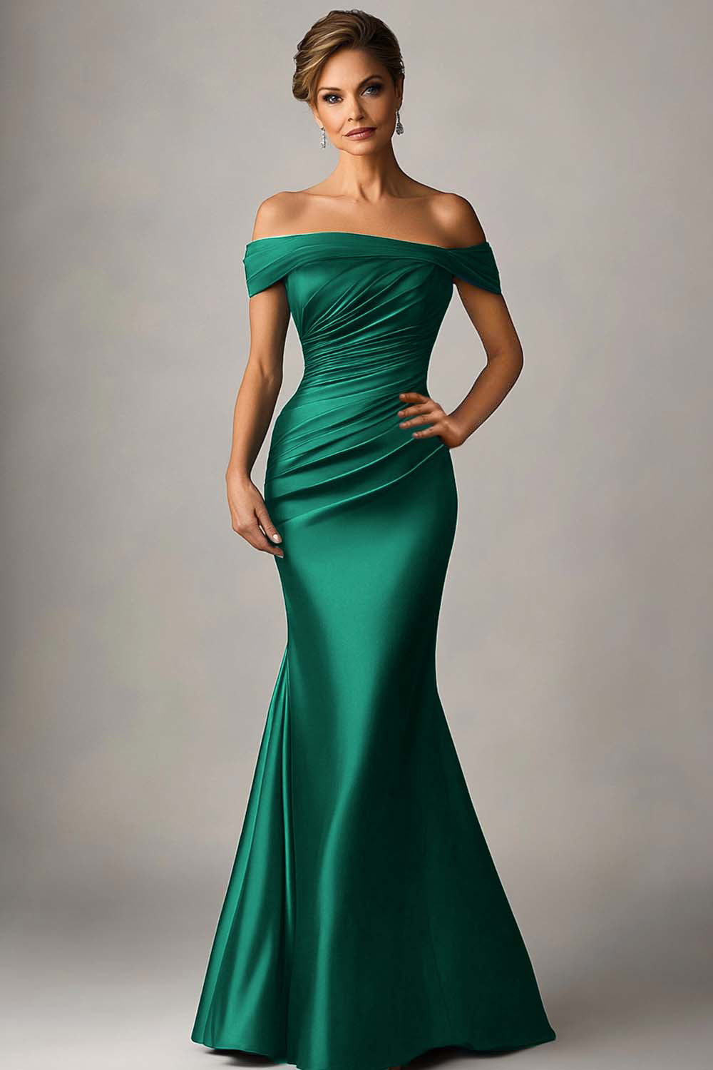 Ophelia Satin Mermaid Dress Peacock Blue 5