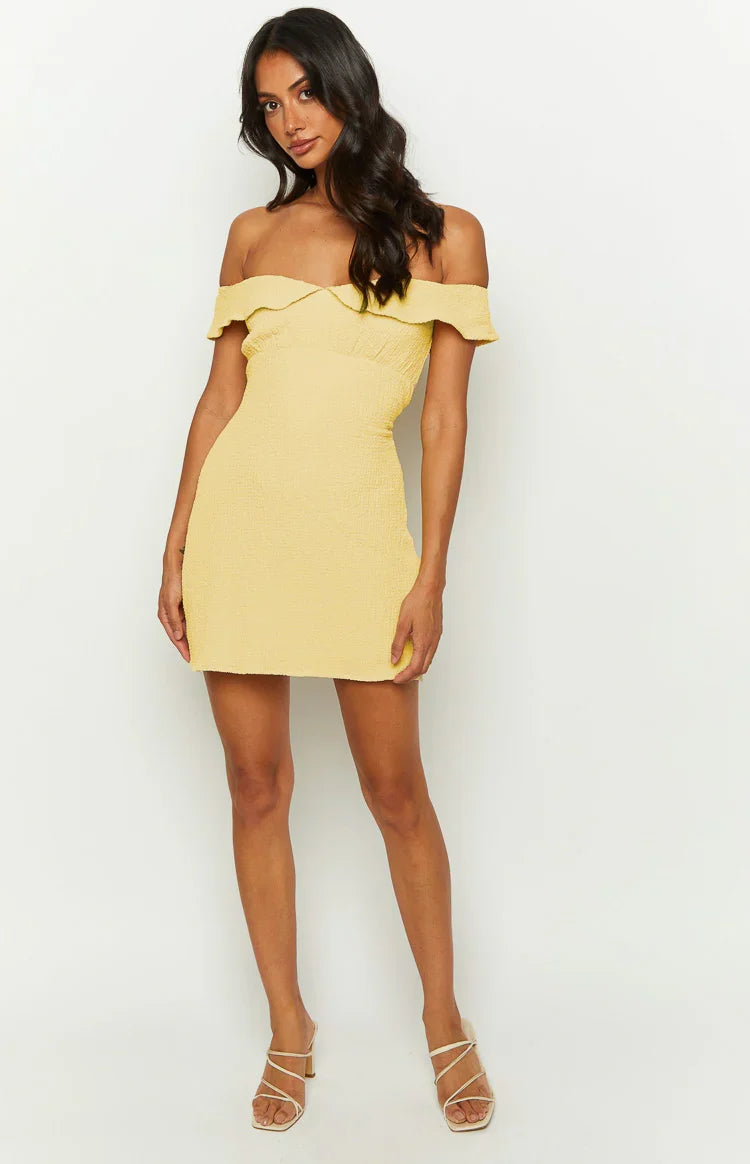 Isadora Off-Shoulder Mini Dress in Buttercream 2