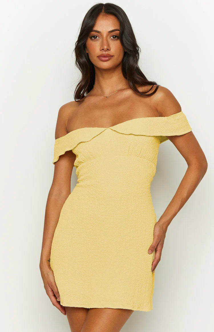 Isadora Off-Shoulder Mini Dress in Buttercream 3