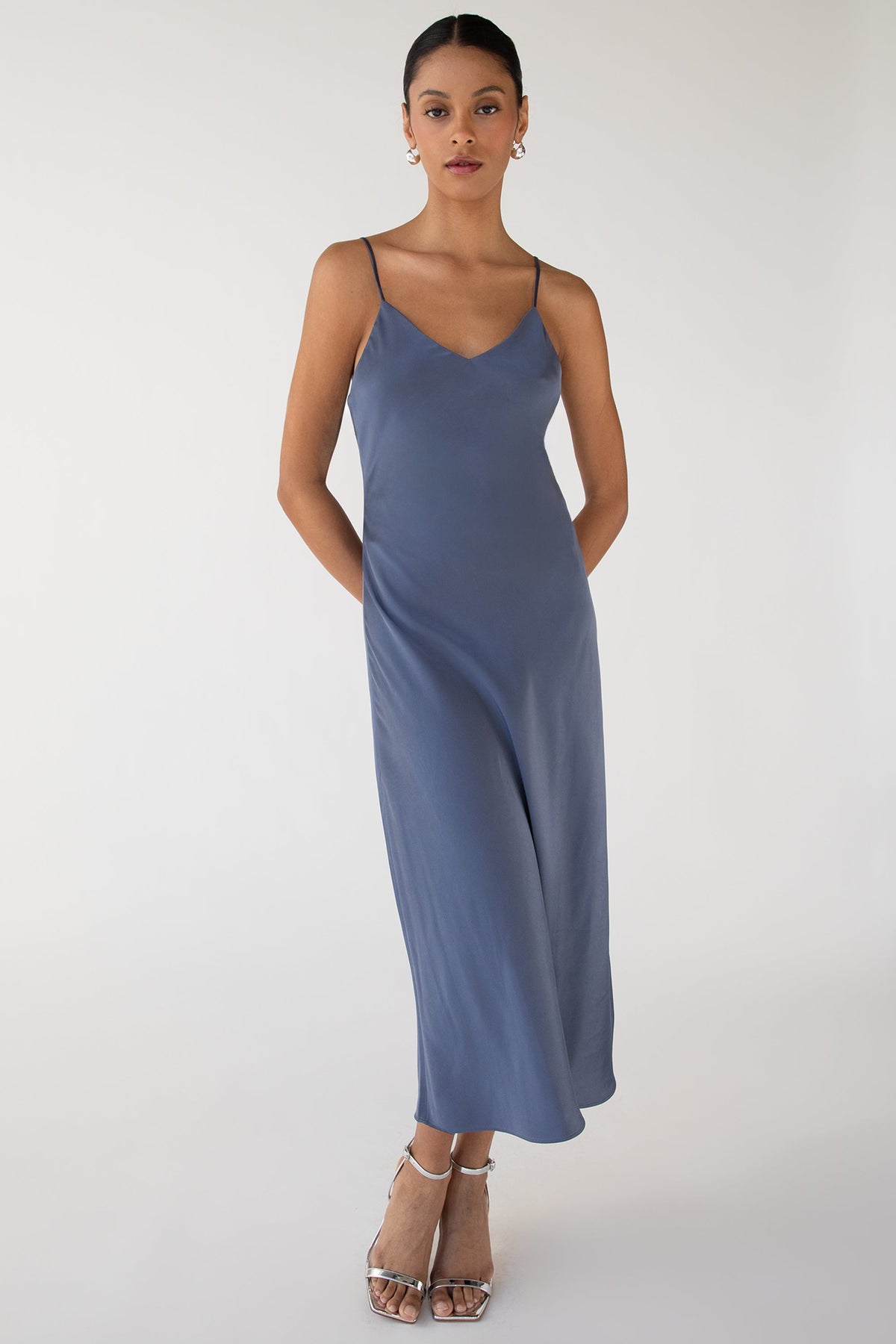 Violet Satin Midi Dress Grisaille 10