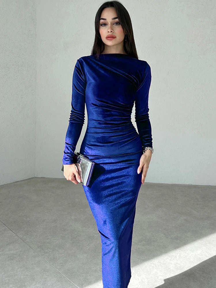 Arabella Velvet Midi Dress Green 4