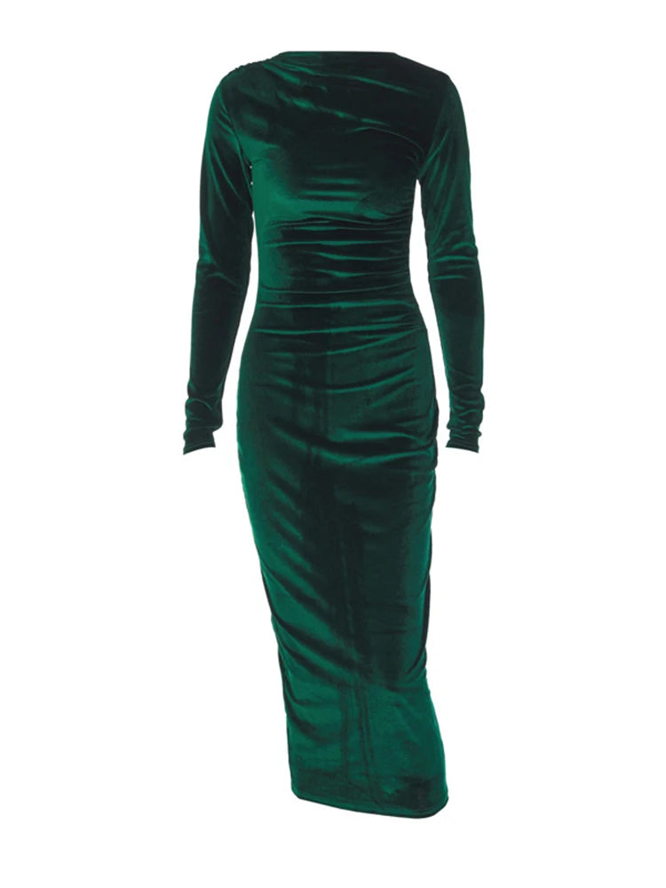 Arabella Velvet Midi Dress Blue 6