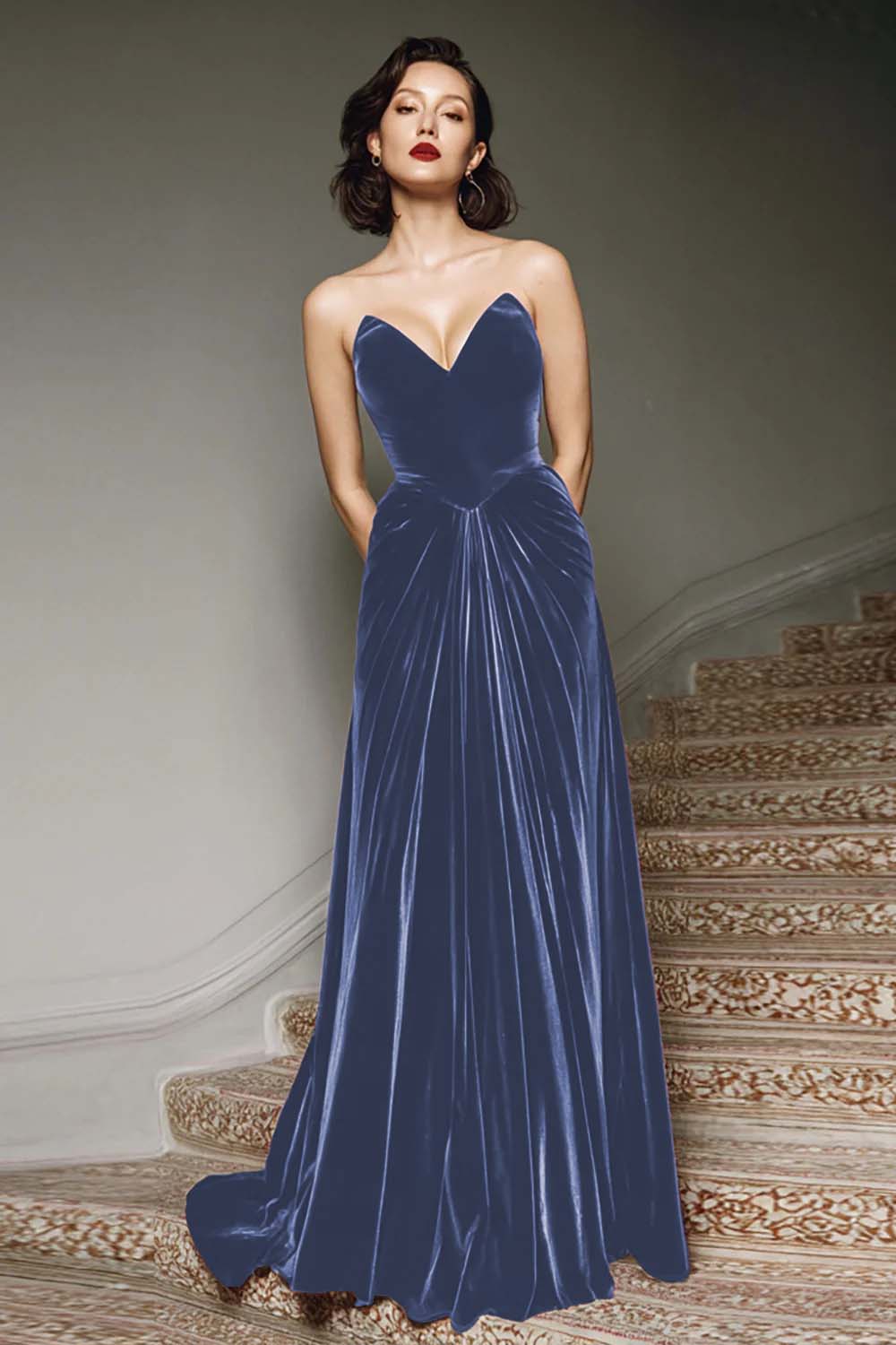 Margot Velvet A-Line Gown Royal Blue 5