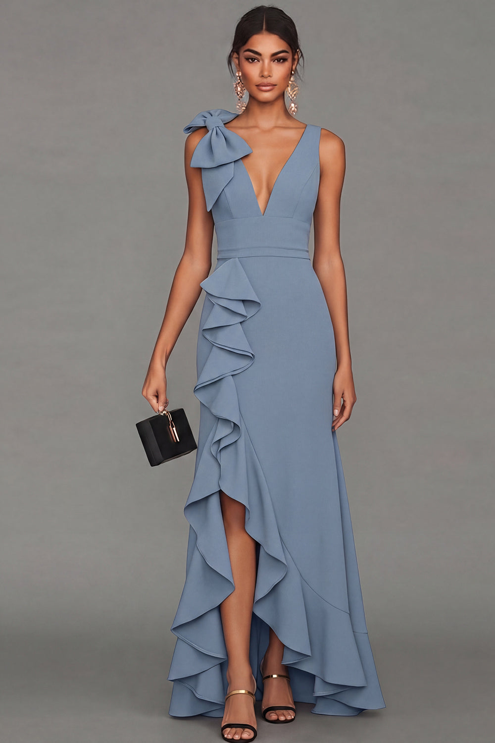 Valentina Ruffle Formal Gown Black 7