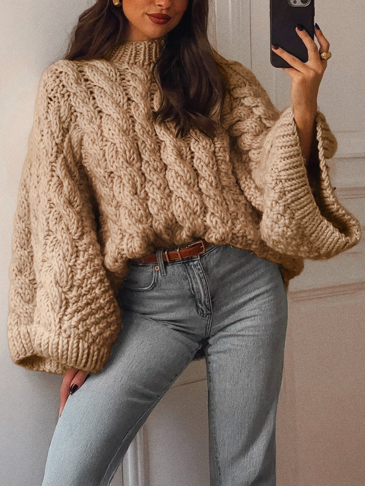 Margot Cable Knit Sweater Dress Brown 6