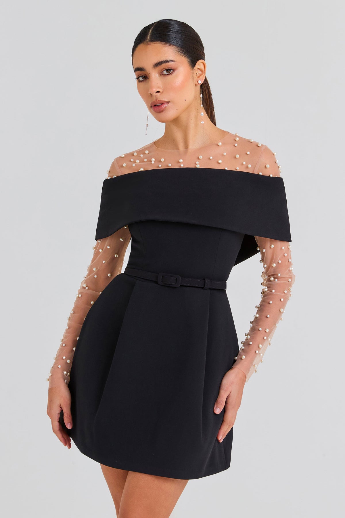 Harper Satin Mini Dress Black 6