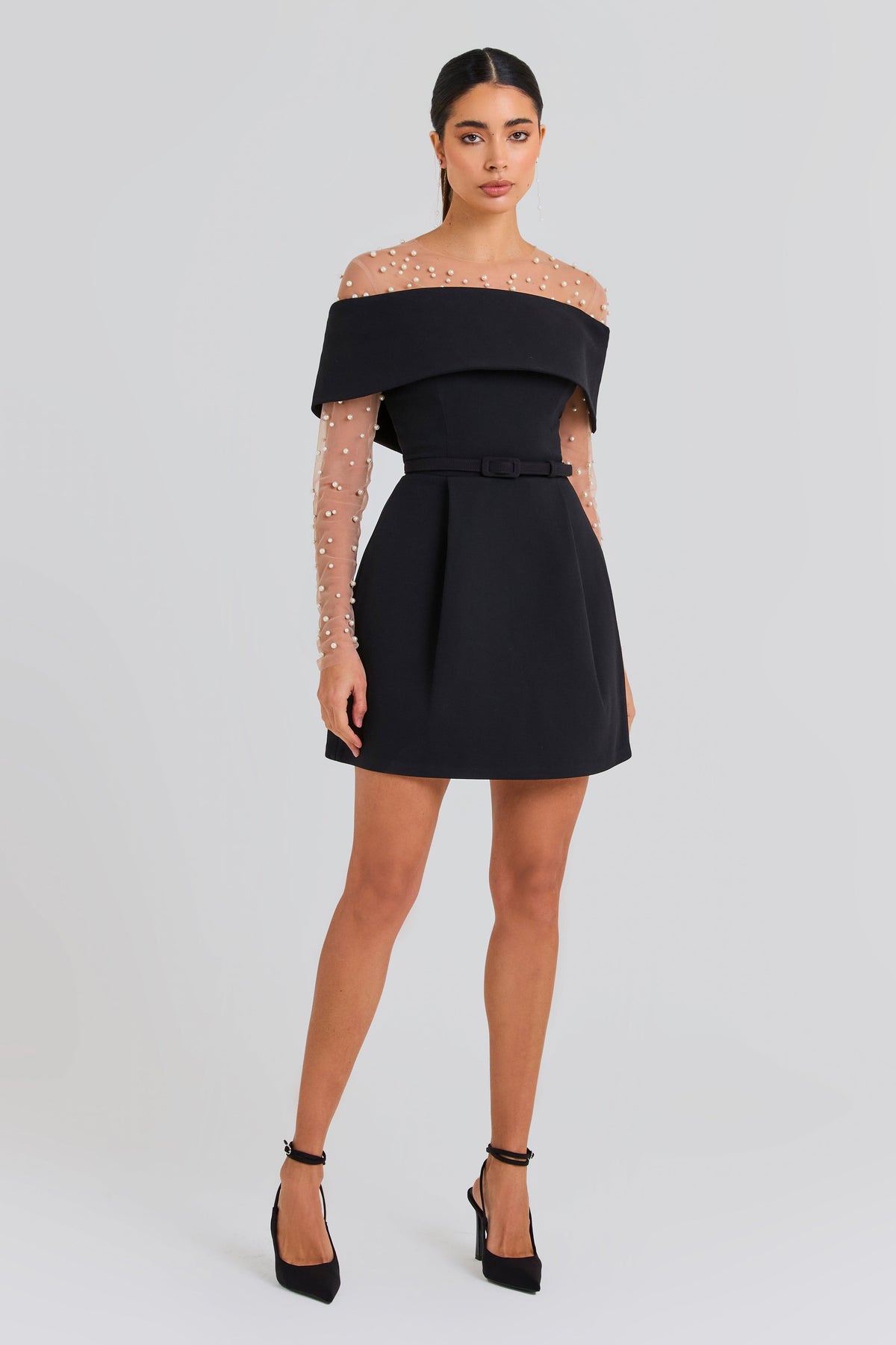 Harper Satin Mini Dress Black 5