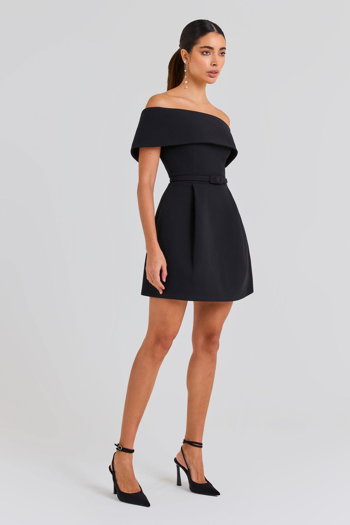 Harper Satin Mini Dress Black 2