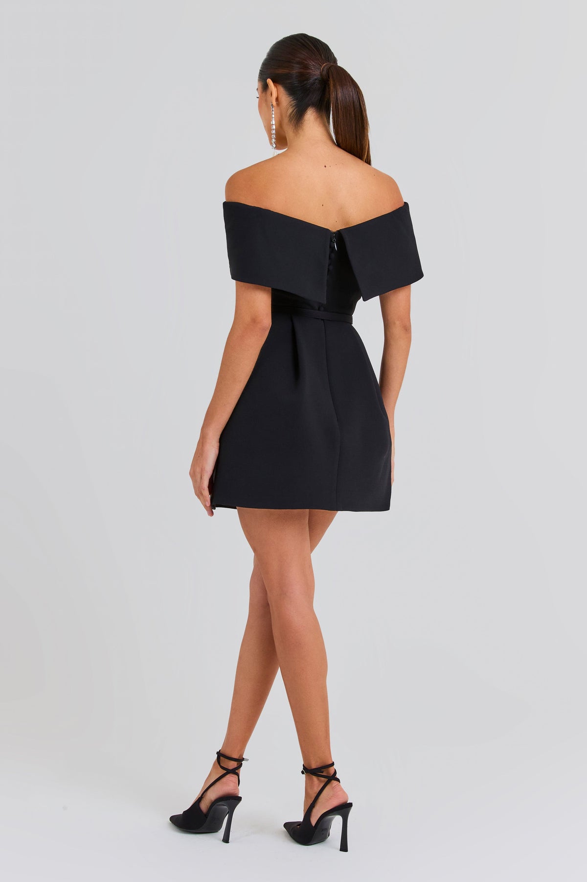 Harper Satin Mini Dress Black 3