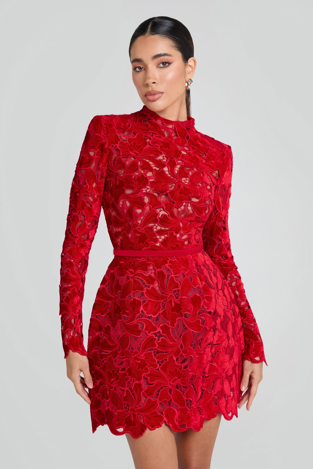 Lydia Red Velvet Dress Red 2