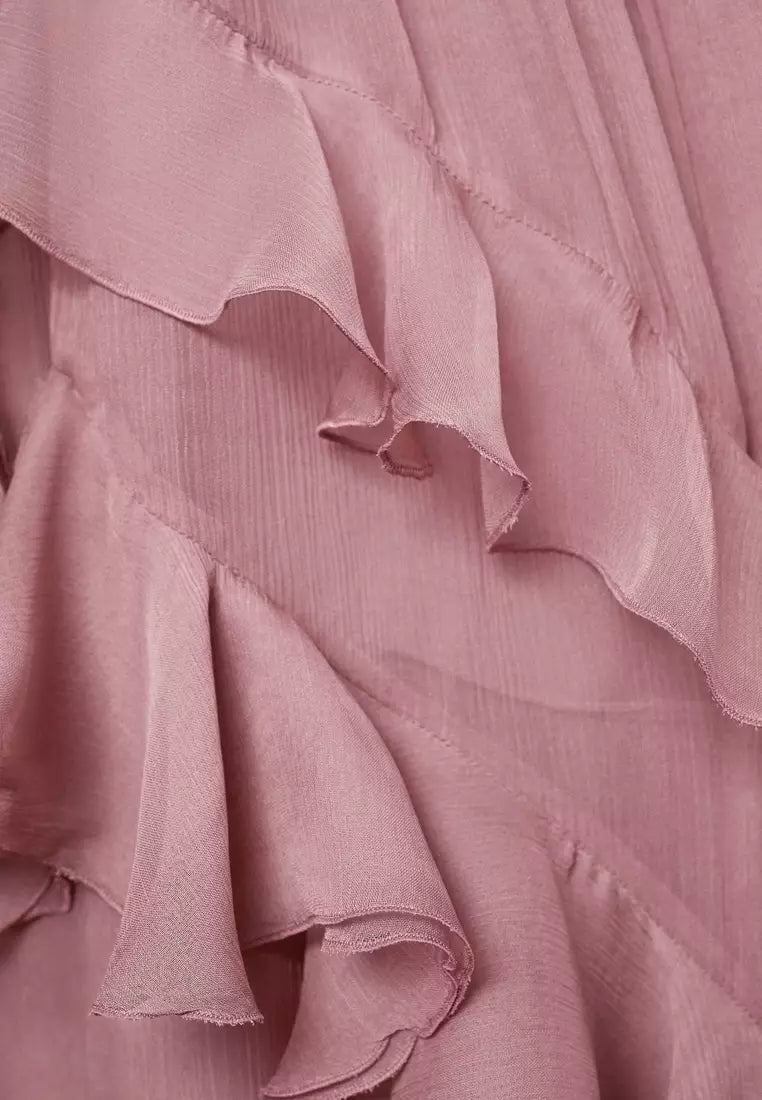 Arabella Chiffon Pleated Gown As photo Dusty Pink 3