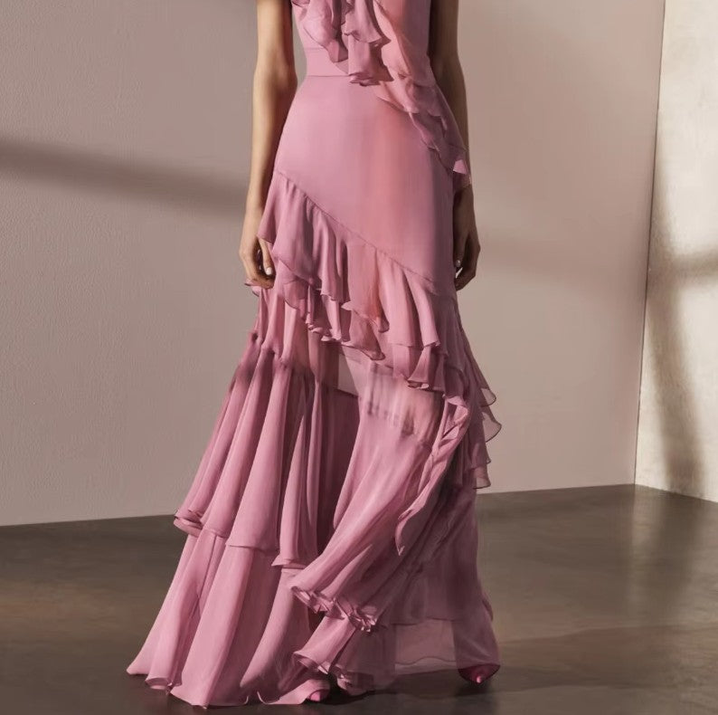 Arabella Chiffon Pleated Gown As photo Light Pink 5