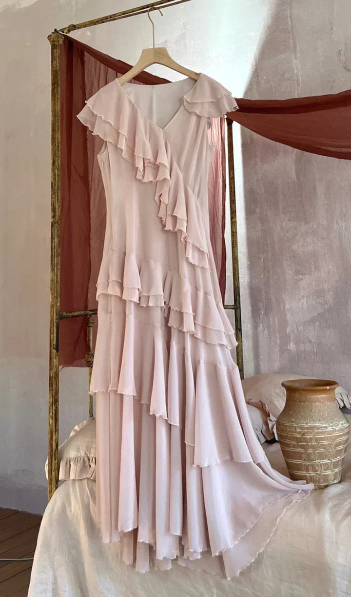 Arabella Chiffon Pleated Gown As photo Light Pink 9