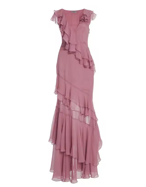 Arabella Chiffon Pleated Gown As photo Dusty Pink 1