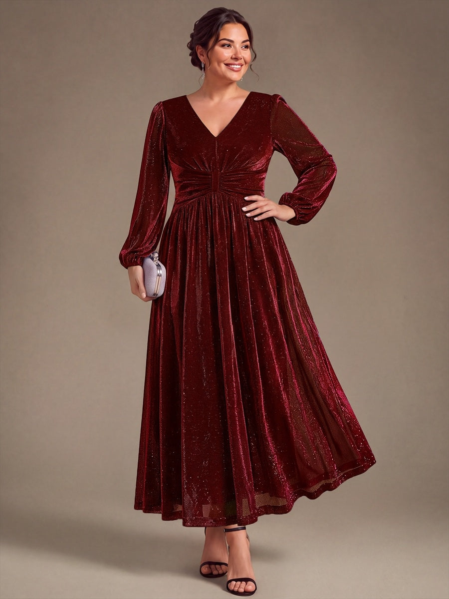 Vivienne Lurex Mesh Evening Dress Burgundy 4