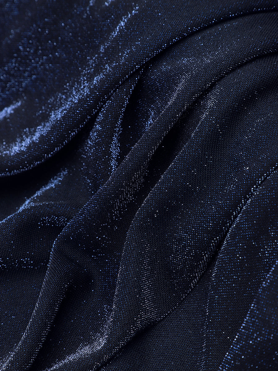Vivienne Lurex Mesh Evening Dress Navy Blue 9