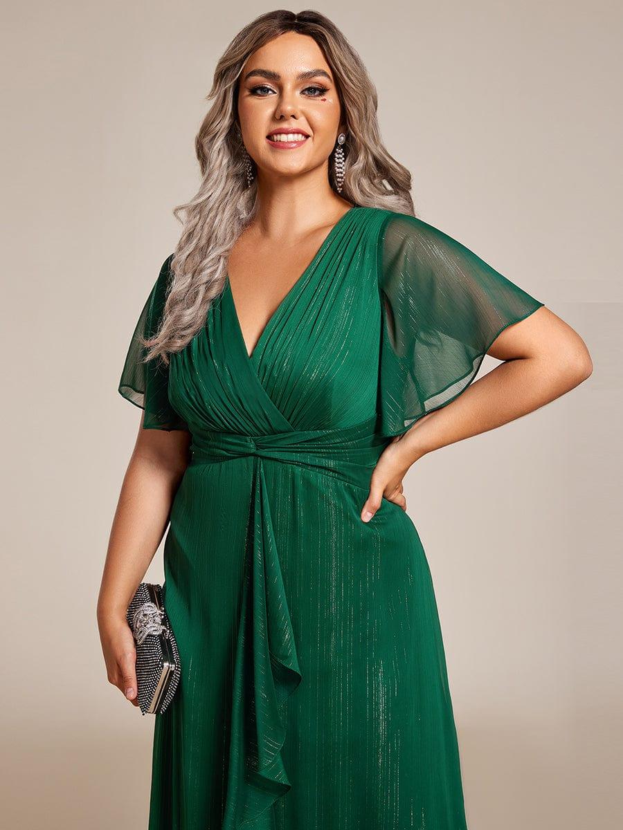 Ophelia Metallic V-Neck A-Line Dress Navy Blue 10