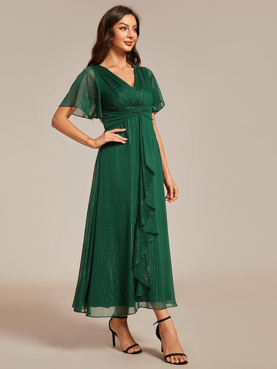 Ophelia Metallic V-Neck A-Line Dress Burgundy 6