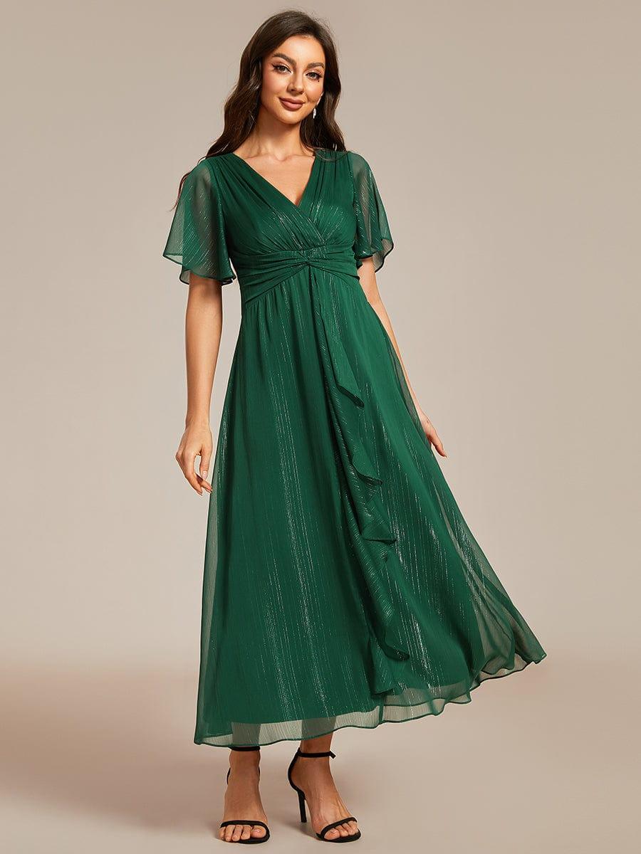 Ophelia Metallic V-Neck A-Line Dress Navy Blue 3