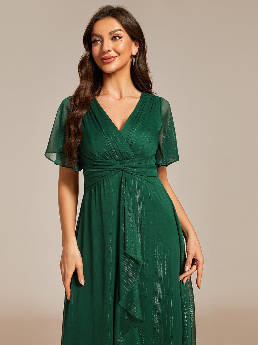 Ophelia Metallic V-Neck A-Line Dress Champagne 5