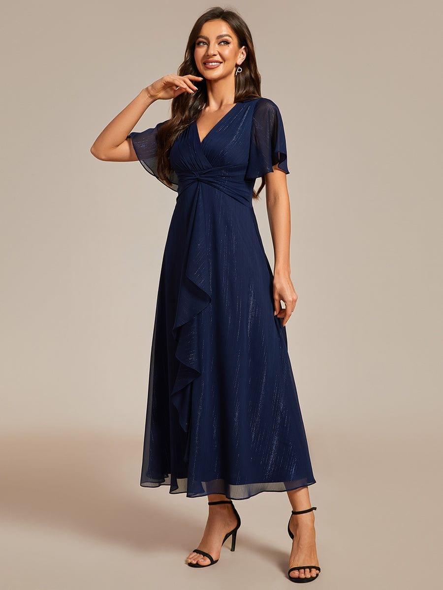 Ophelia Metallic V-Neck A-Line Dress Burgundy 1