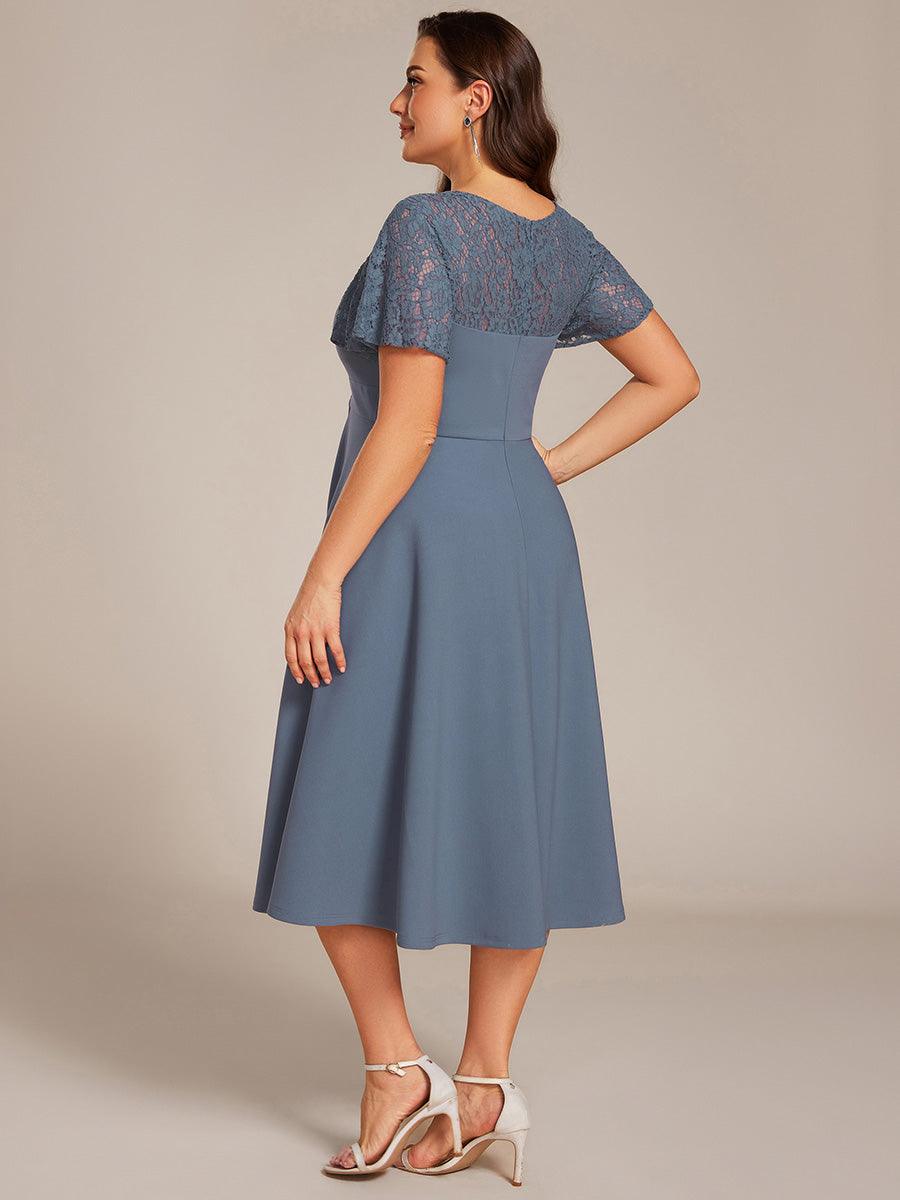 Evie A-Line Midi Dress in Denim Blue Dark Purple 7