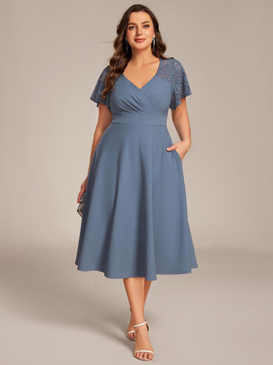 Evie A-Line Midi Dress in Denim Blue Denim Blue 19