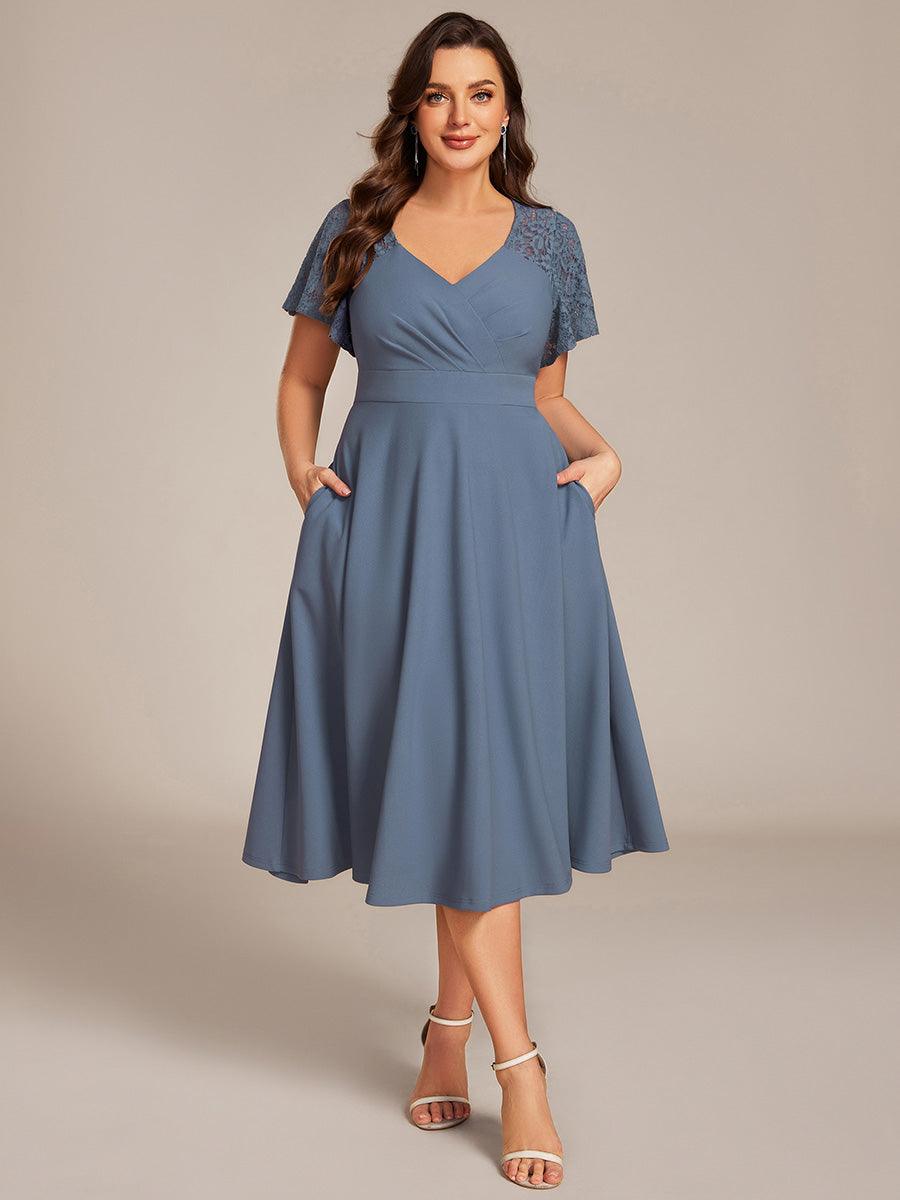 Evie A-Line Midi Dress in Denim Blue Denim Blue 10