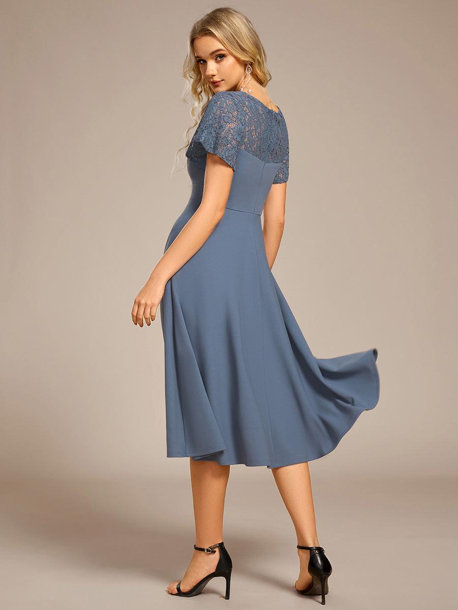 Evie A-Line Midi Dress in Denim Blue Dark Purple 2